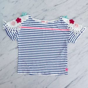 Billieblush Navy & White Striped Top
